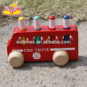 wholesale most popular children's wooden toy bus cheap kids wooden toy bus W04A257