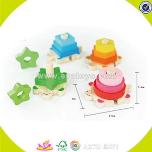 wholesale colorful kids stacking wooden geometric blocks educational children wooden geometric blocks game W13E064