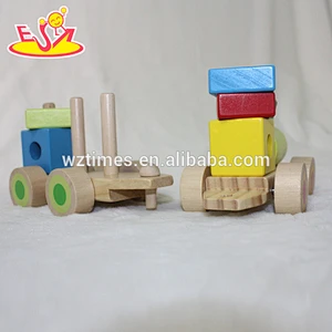 2018 wholesale baby wooden train block funny kids wooden train block new fashion children wooden train block W04A261