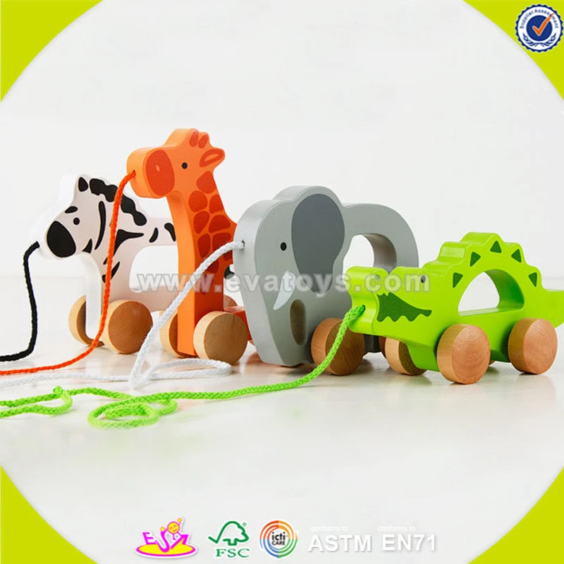 Wholesale lovely kids wooden pull train toy cute children wooden caterpillar pull train toy for fun W05B098