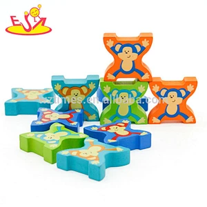 New design monkey shape wooden toy bricks for kids W13B040