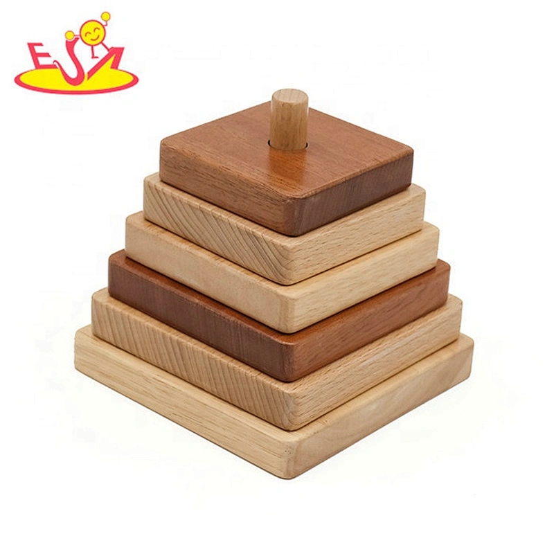 2019 High quality funny wooden baby stacking blocks for preschoolers W13D217