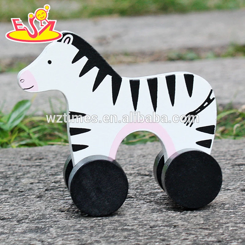 2018 New design wheels wooden zebra toys for kids best sale wooden zebra toys for kids fashion wooden toys for kids W04A316