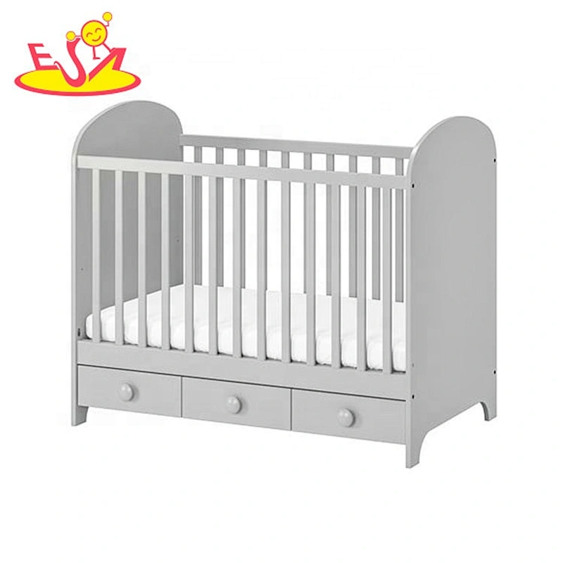 high quality pink wooden baby cribs with drawers W08E036