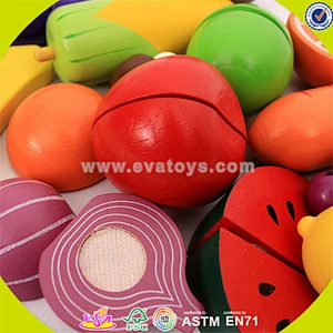 wholesale hot wooden cutting food toy colorful wooden pretend cutting food toy baby cutting fruits and vegetables W10B125