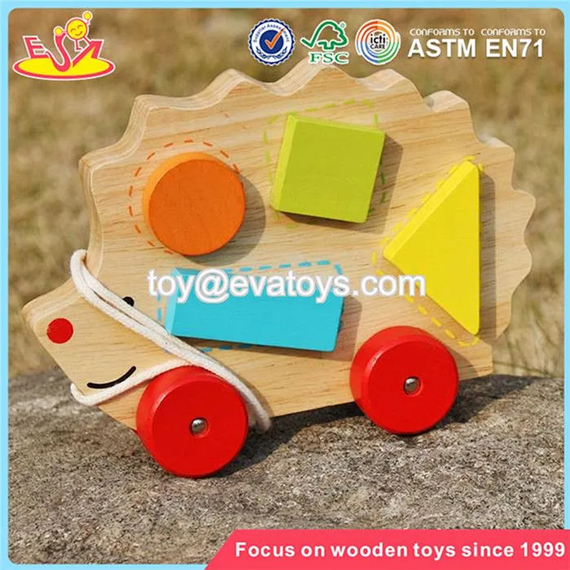 Mini pull elephant cart wooden funny baby toys for sale W05B075