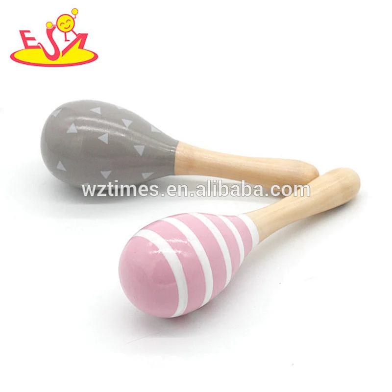 2018 Wholesale classical kids percussion toy small wooden maracas for girls W07I127