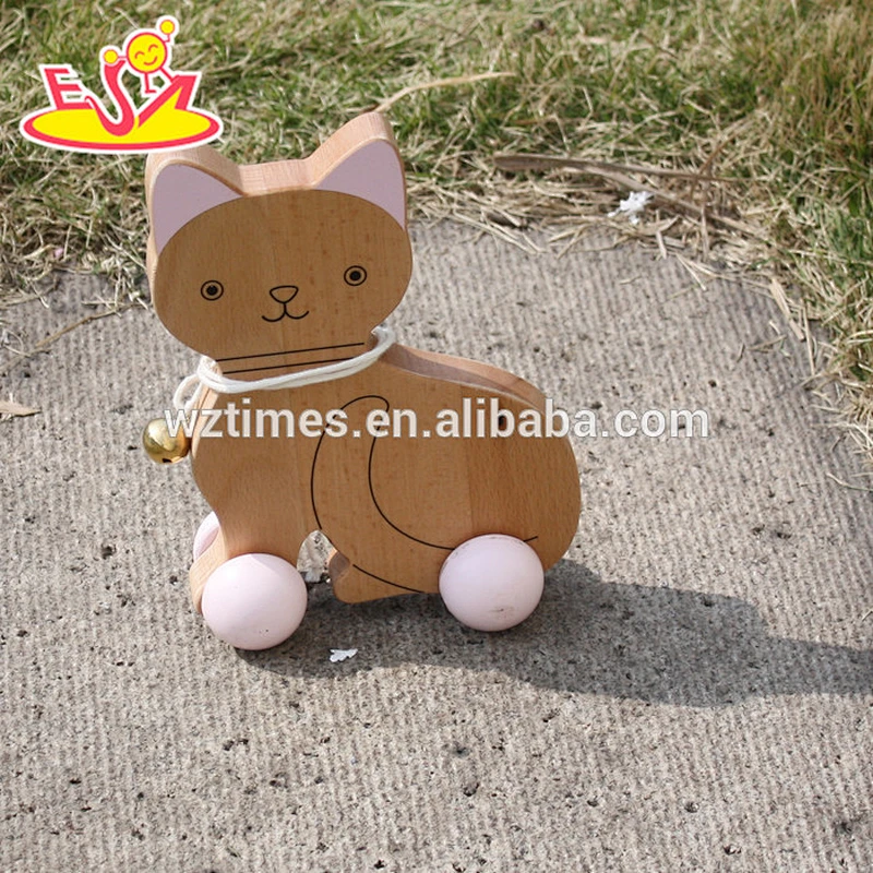 2018 wholesale kids wooden cat toy car funny baby wooden cat toy car high quality children wooden cat toy car W05B140