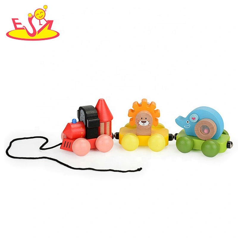 2019 Top fashion baby wooden push and pull train set for wholesale W05B183