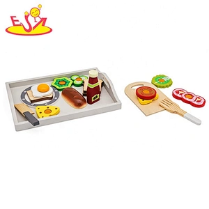 2018 New hottest kids wooden toy food tray set for pretend play W10B272