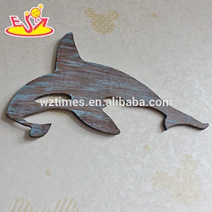 2018 New design home decorations wooden wall hanging top fashion whale shape wooden wall hanging W09D016