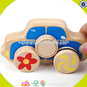 Wholesale hottest lovely wooden small car toy blue mini car toy for toddlers W04A171