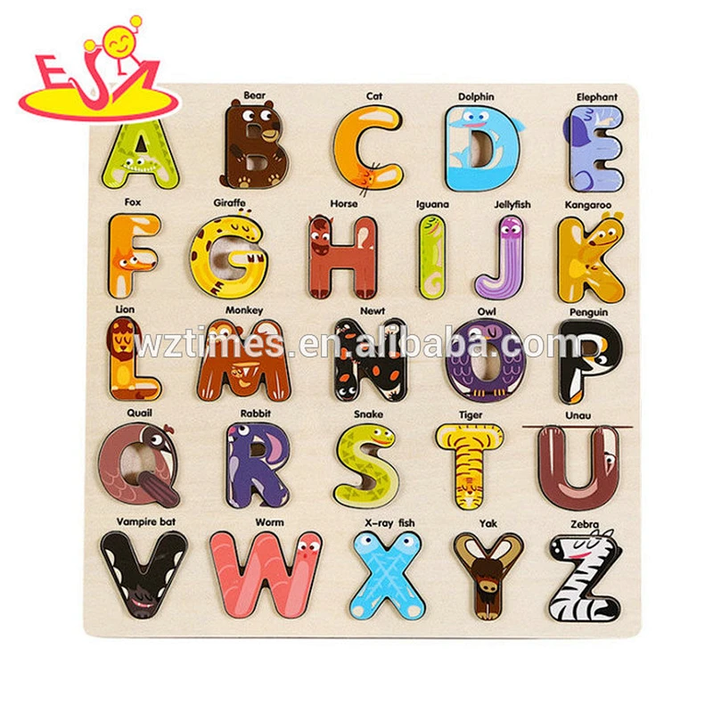 Intelligentes hölzernes Alphabetpuzzlespielspielzeug helfen den Kindern, die Englisch W14B090 lernen