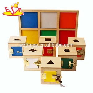 2018 New design preschool geometry blocks wooden montessori toys for toddlers W12F022