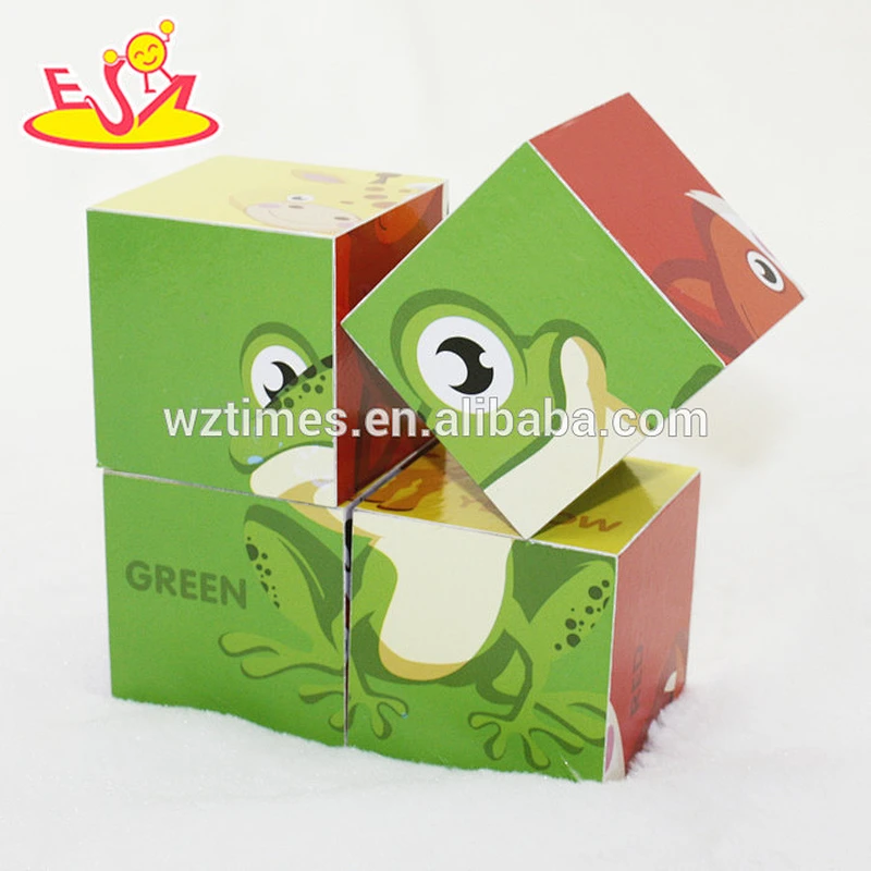Venta al por mayor 4 piezas de cubo de madera educativo rompecabezas para niños W14F050