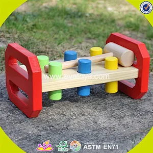 2018 wholesale baby wooden peg and hammer toy W11G036