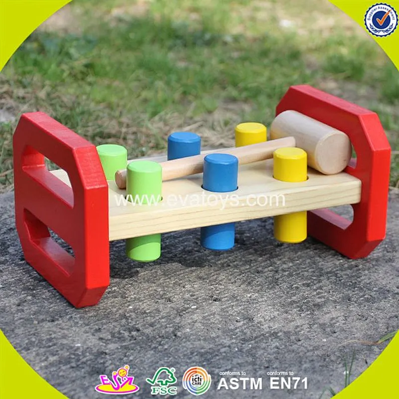 2018 wholesale baby wooden peg and hammer toy W11G036