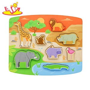 2019 New sale preschool wooden diy jigsaw puzzle for kids W14A216