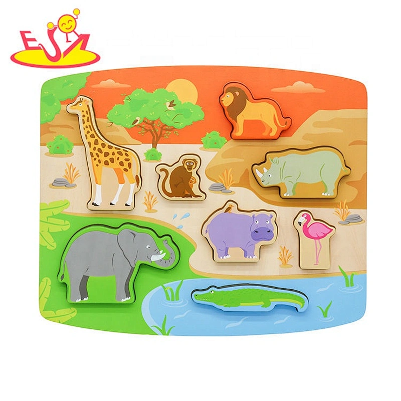 2019 New sale preschool wooden diy jigsaw puzzle for kids W14A216