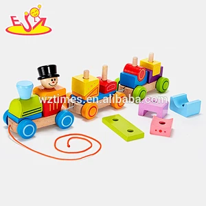 Großhandel hochwertige kinder holz bausteine ​​zug set heißer verkauf holz bausteine ​​zug set w05c037