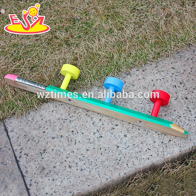 Wholesale vintage lovely pencil shape wooden wall hanger for toddler W09B061