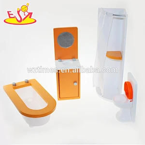 Wholesale fashionable baby wooden bathroom furnitures toy mini dollhouse furnitures toy W06B030