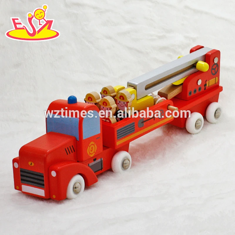 wholesale new design children wooden fire pumper for sale W04A184