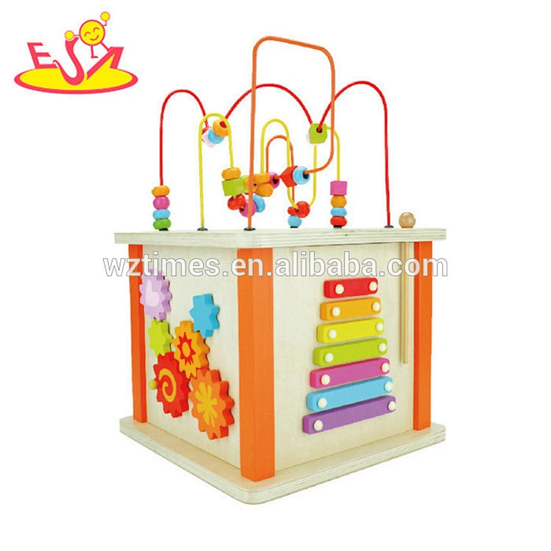 Wholesale funny shape sorter and xylophone toy wooden activity cube for kids W11B181