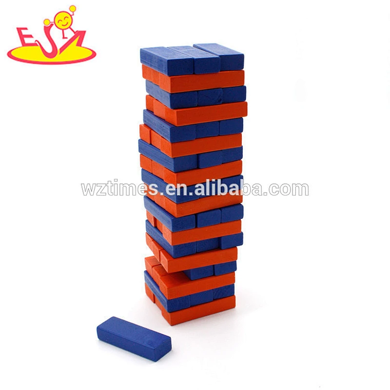 Wholesale classical style wooden two colors bricks stacking game toy W13D164-Z