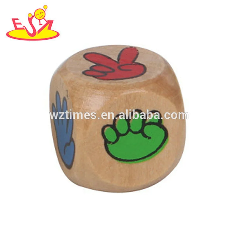 2018 wholesale children's educational 20mm Custom Wood Printed Dice W01A320