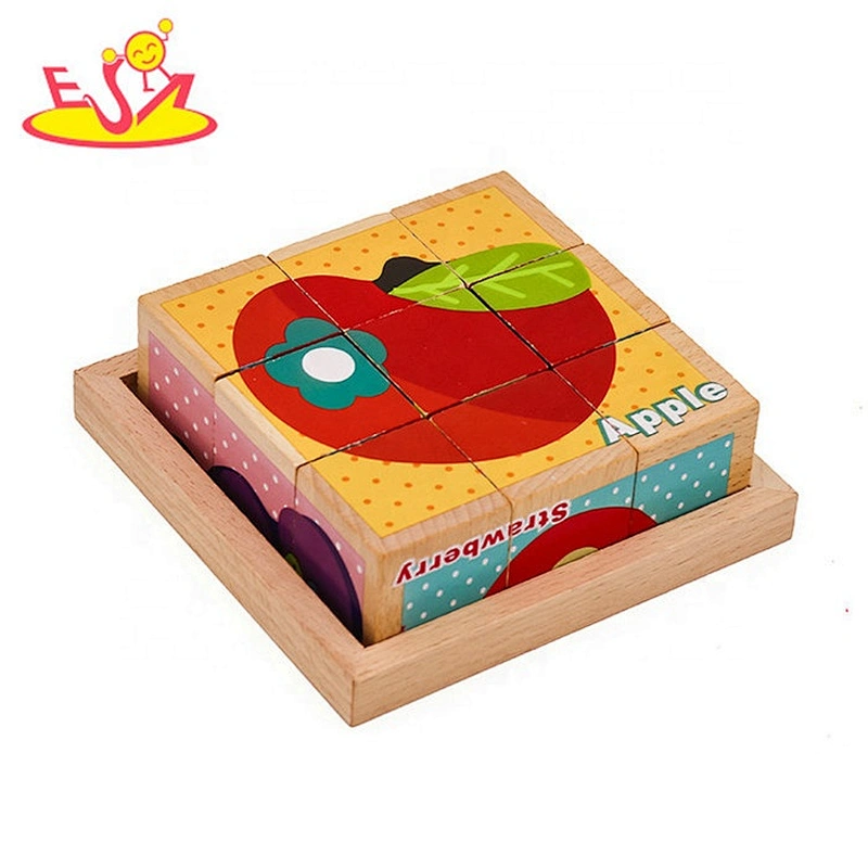 2019 New design preschool 3d wood block puzzle for children W14F058