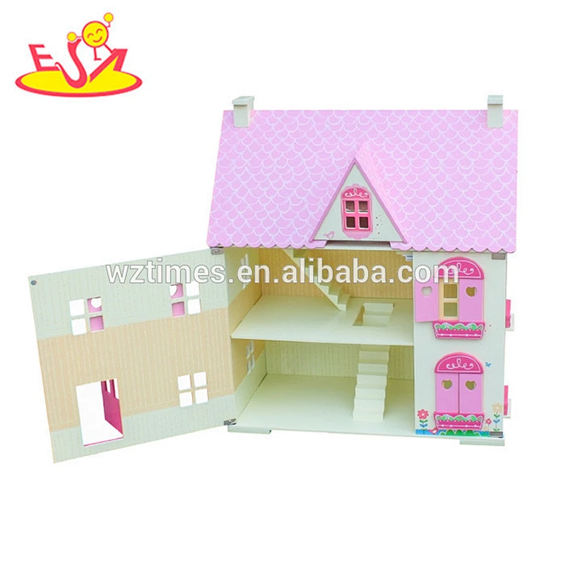 2018 Neues Design kleines viktorianisches Puppenhaus aus Holz für Kinder W06A022