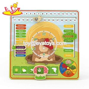 New arrival kids educational wooden calendar with Clock, Season, Weather, Days, And Months Board W09F019