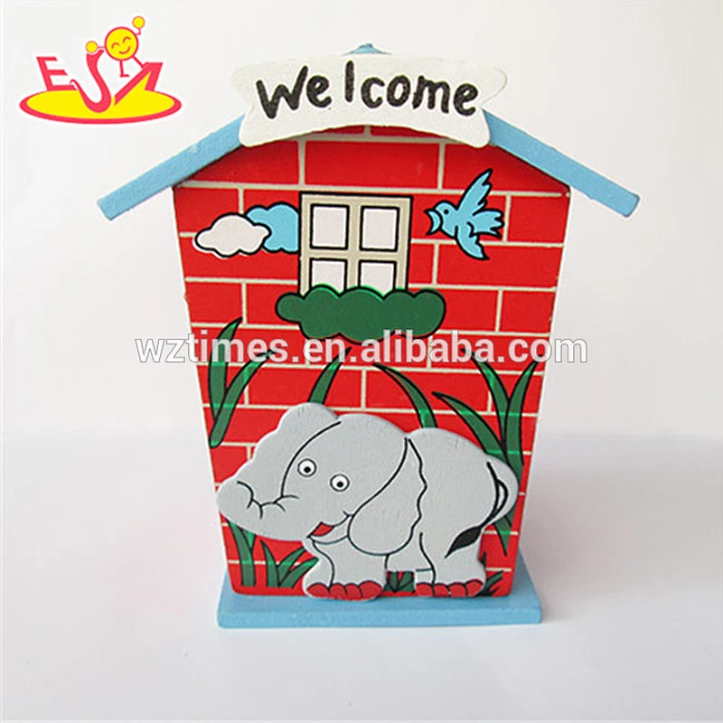 wholesale cartoon wooden money saving box high quality wooden money saving box W02A026