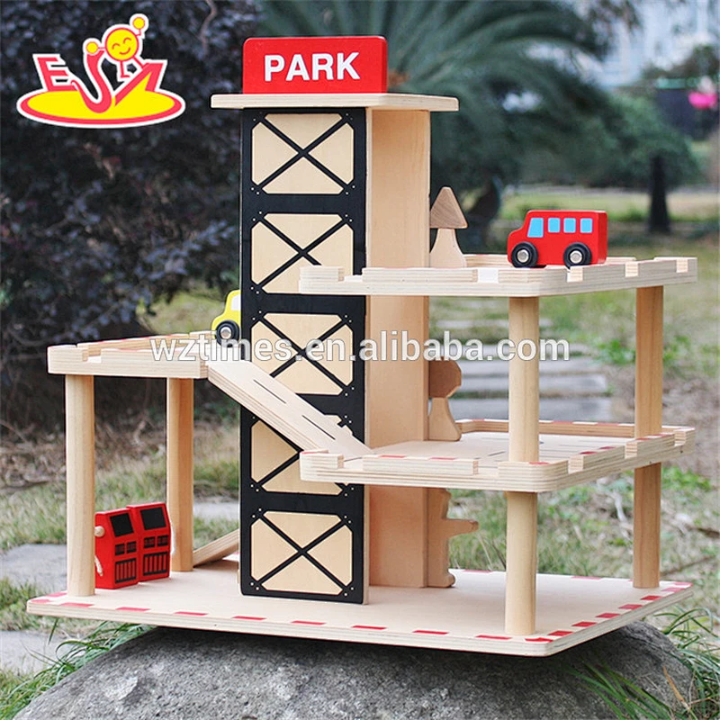 2018 wholesale boys wooden garage for toy cars new design kids wooden garage for toy cars best child garage for toy cars W04B051