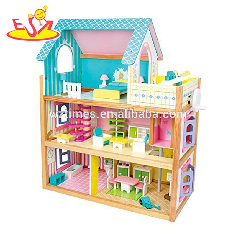 Wholesale beautiful girls wooden crafted dollhouse toy wonderful wooden crafted dollhouse W06A231