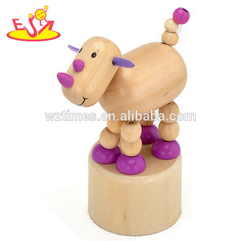 wholesale popular children wooden spring animal toy hot sale wooden spring animal toy W06D082