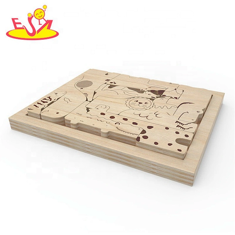 2019 New hottest cartoon animals wooden puzzle zoo for kids W14I038B