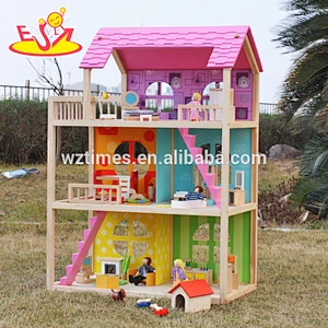 wholesale high quality children wooden newly dollhouse top fashion baby wooden newly dollhouse W06A170