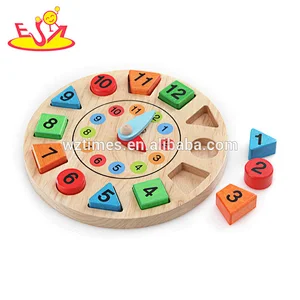 New hottest educational clock 3d wooden puzzles for kids W14K020