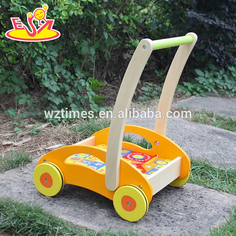 New hottest push along toy wooden 3 in 1 baby walker with building block W16E017