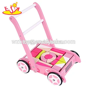 Wholesale best sale wooden baby push cart for learning walking W16E081