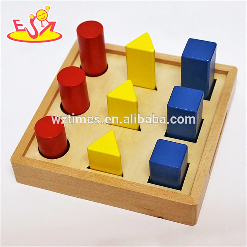 2018 New design toddlers geometry blocks wooden toddler montessori materials W12F011