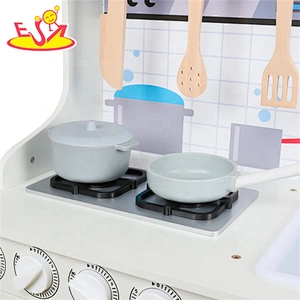 2019 New arrival white wooden kids play kitchen for pretend W10C409B