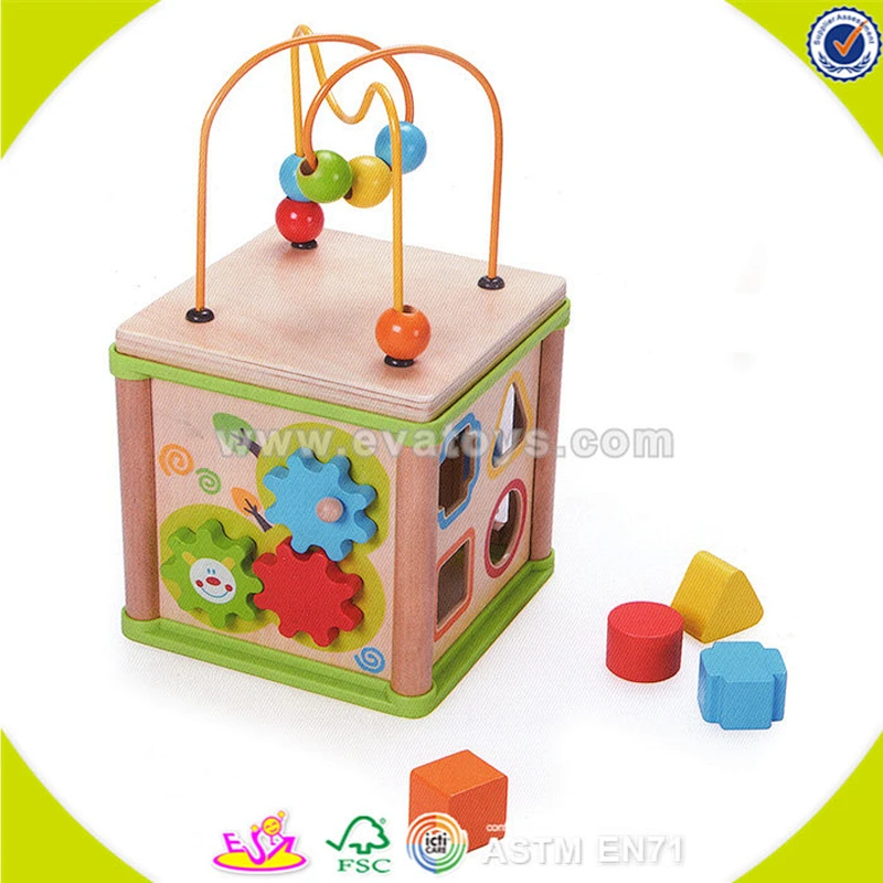 high quality colorful wooden string beads toys for children W11B068