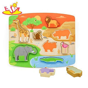 2019 Top fashion educational 3d wooden animal puzzles for kids W14D091