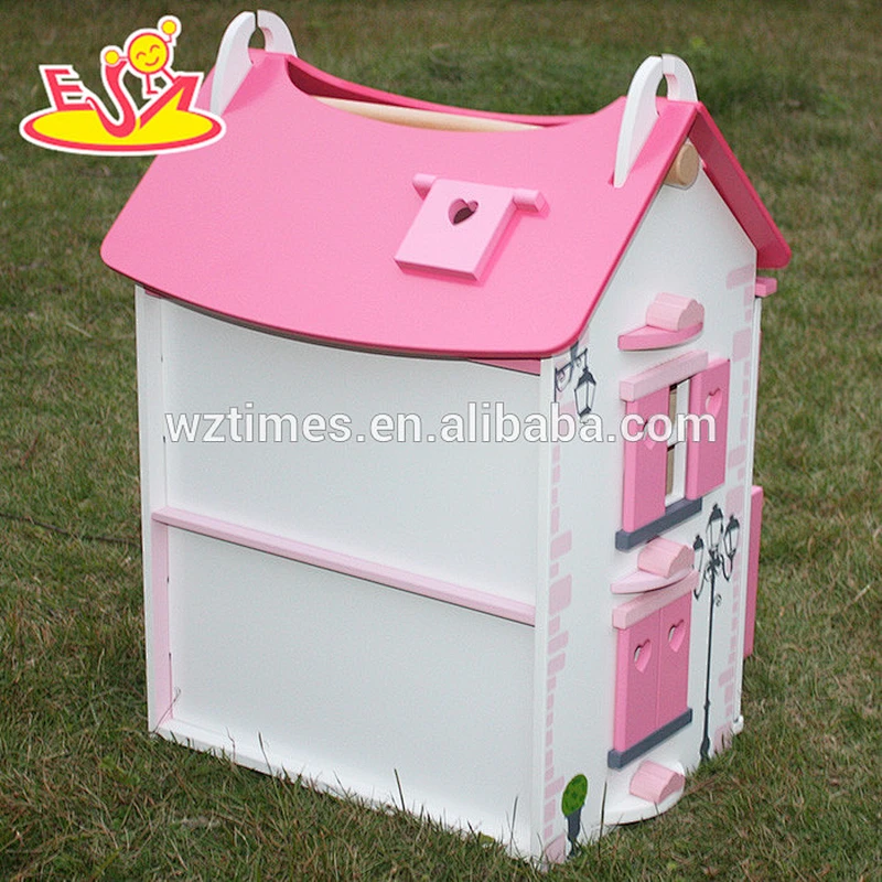 Wholesale beautiful pink wooden baby dollhouse toy fashion wooden baby dollhouse toy hot wooden baby dollhouse toy W06A051