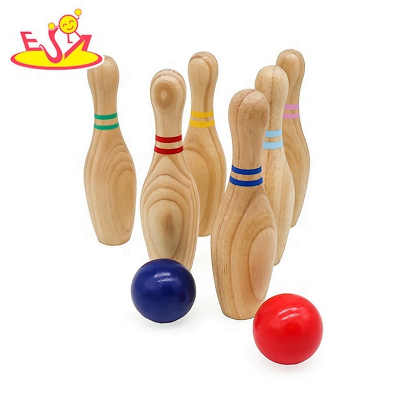 2019 New arrival sports toy wooden kids bowling set for wholesale W01D022
