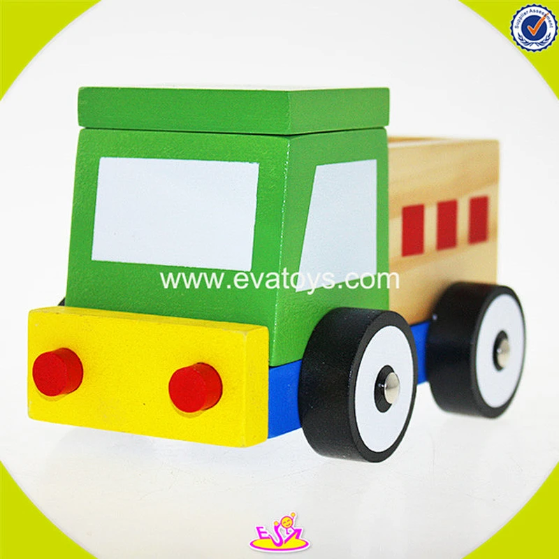 2018 Cheapest funny wooden garbage truck toy for kids W04A136