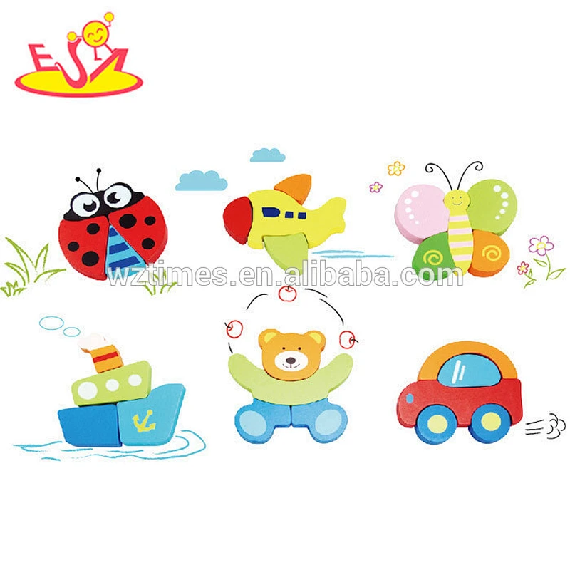 Wholesale brand new cartoon pattern wooden puzzle toy jigsaw for preschool W14F052